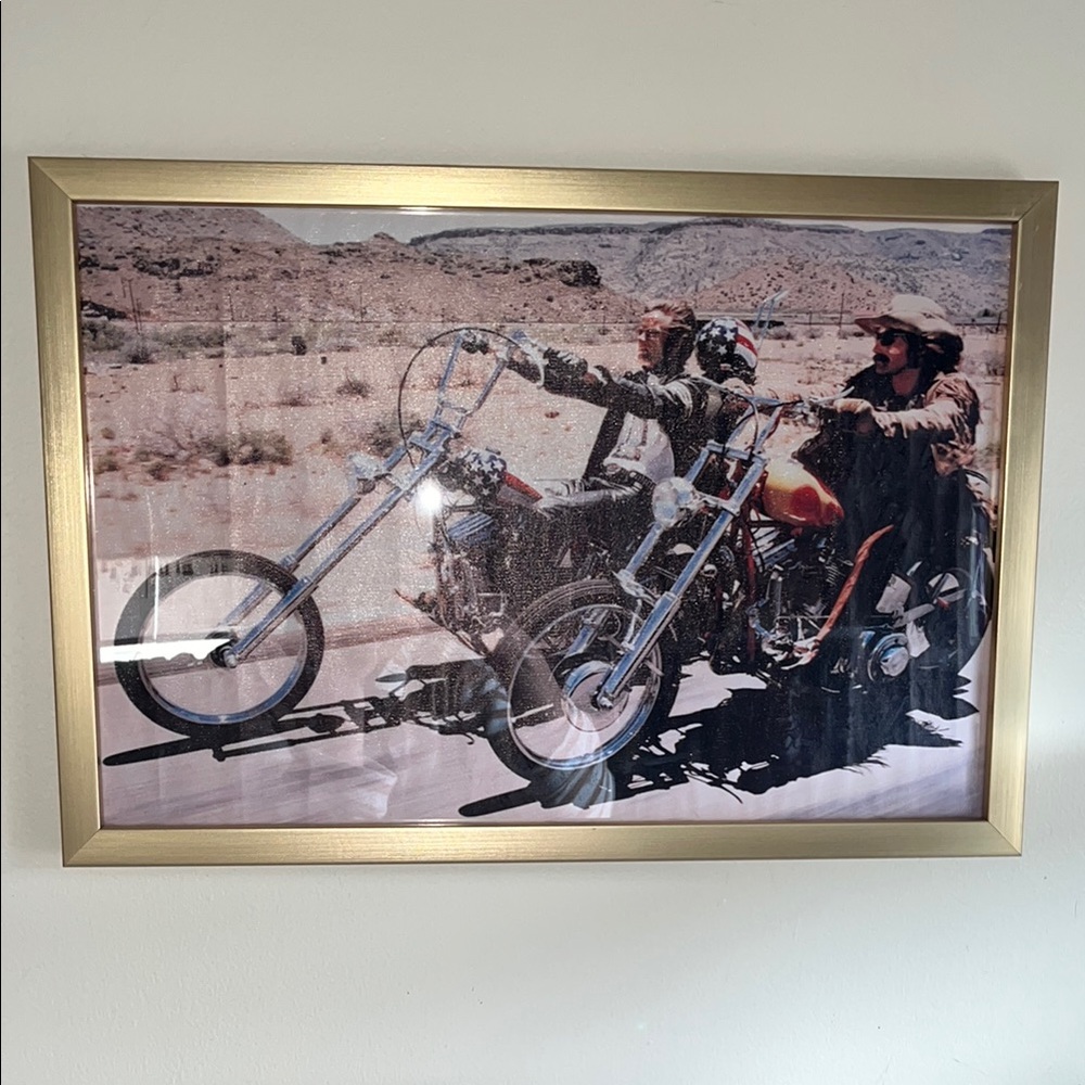 ▫️Easy Rider Movie Motorcycle Art Print in Gold Frame
